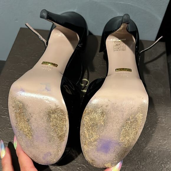 Gucci Black Patent Leather Vernice Crystal/Napa Charlott Nero Size 38 / 8 - Picture 9 of 10